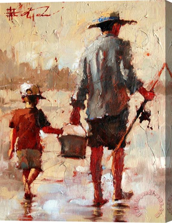 Andre Kohn Fishing with Dad Stretched Canvas Print / Canvas Art