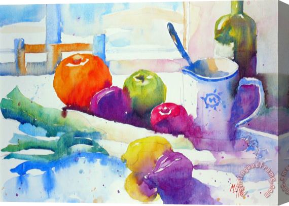 Andre Mehu Plums and leeks Stretched Canvas Painting / Canvas Art