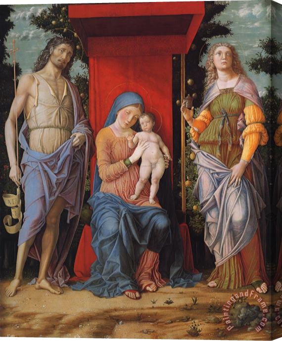 Andrea Mantegna Virgin And Child with The Magdalen And St John The Baptist Stretched Canvas Painting / Canvas Art