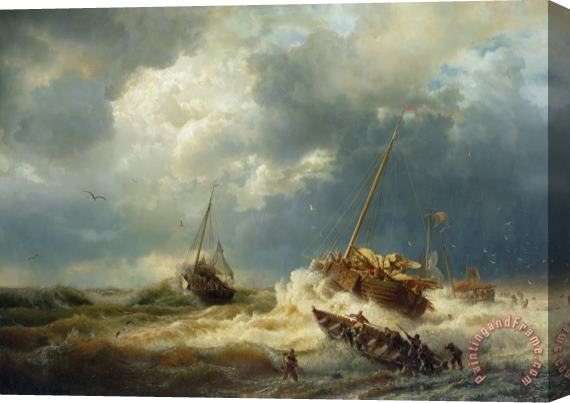 Andreas Achenbach Ships In A Storm On The Dutch Coast Stretched Canvas Painting / Canvas Art