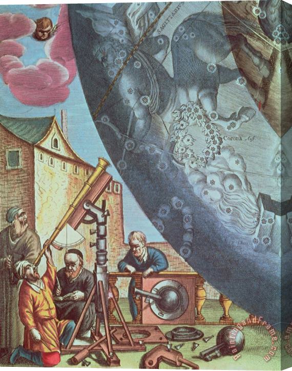 Andreas Cellarius Astronomers looking through a telescope Stretched Canvas Print / Canvas Art