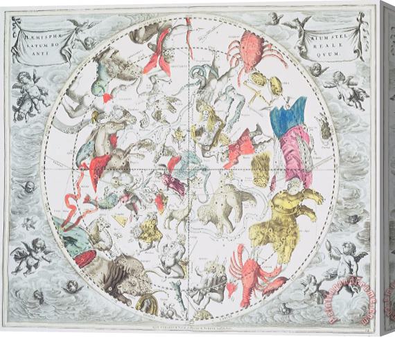 Andreas Cellarius Celestial Planisphere Showing the Signs of the Zodiac Stretched Canvas Painting / Canvas Art