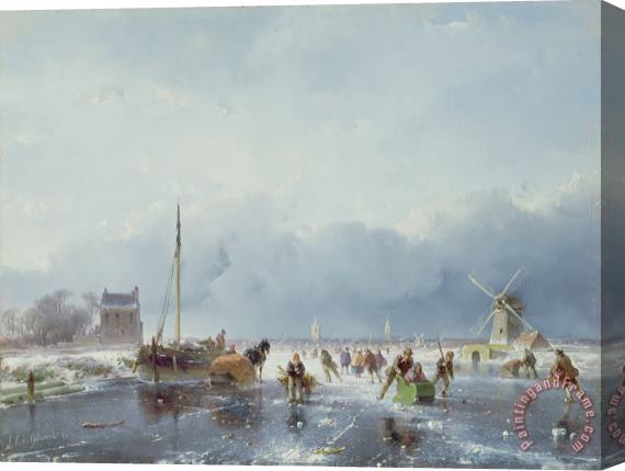 Andreas Schelfhout Frozen winter scene Stretched Canvas Print / Canvas Art