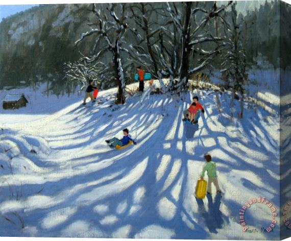 Andrew Macara Fun in the Snow Stretched Canvas Painting / Canvas Art