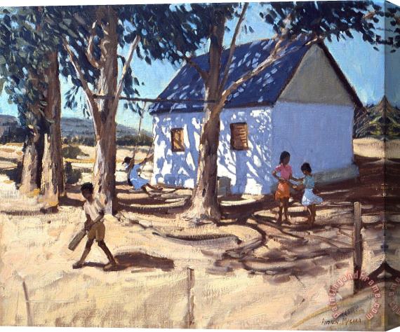 Andrew Macara Little white house Karoo South Africa Stretched Canvas Print / Canvas Art