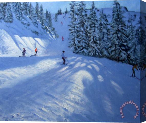 Andrew Macara Morzine ski run Stretched Canvas Print / Canvas Art