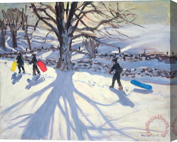 Andrew Macara obogganers near Youlegrave Stretched Canvas Painting / Canvas Art