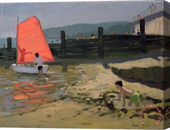 Andrew Macara Red Sail Isle of Wight Stretched Canvas Print / Canvas Art