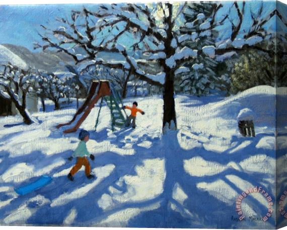 Andrew Macara The slide in winter Stretched Canvas Print / Canvas Art