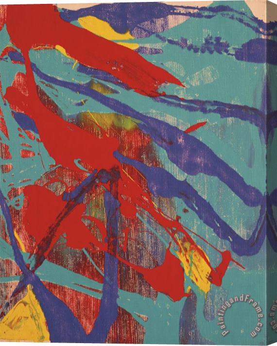 Andy Warhol Abstract Painting C 1982 Aqua Red Indigo Yellow Stretched Canvas Painting / Canvas Art
