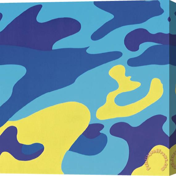 Andy Warhol Camouflage 1987 Blue Yellow Stretched Canvas Print / Canvas Art
