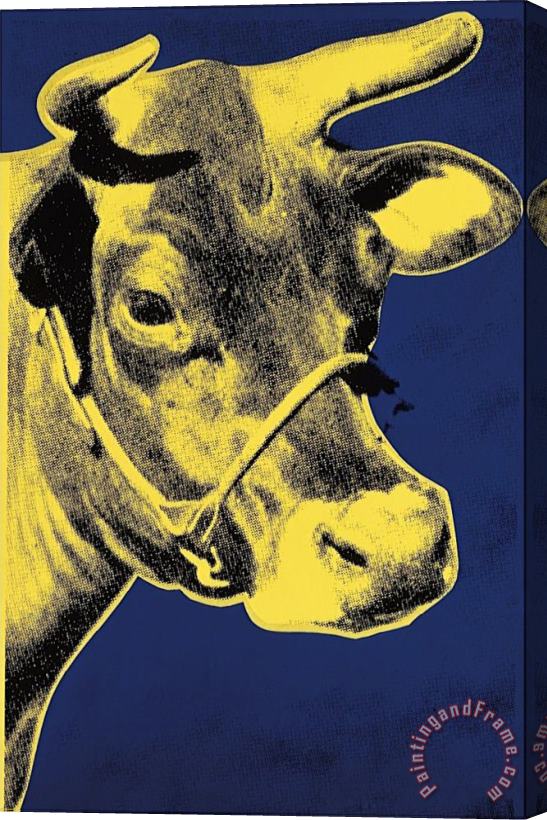 Andy Warhol Cow C 1971 Blue And Yellow Stretched Canvas Print / Canvas Art