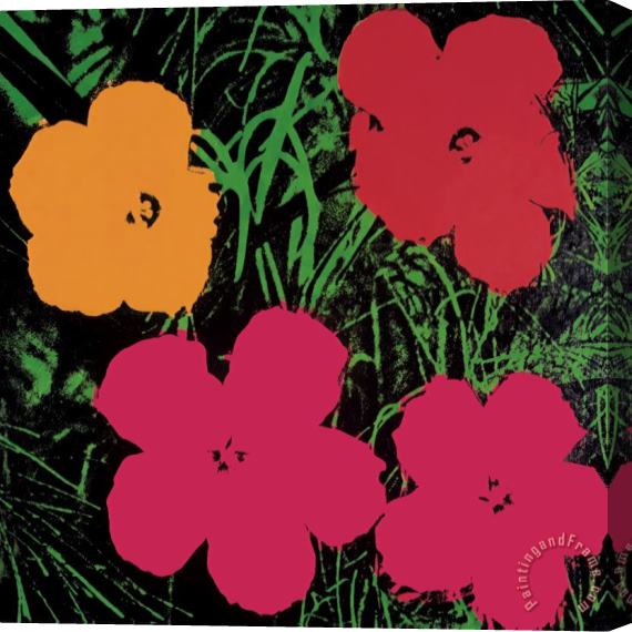 Andy Warhol Flowers 1964 Red Pink And Yellow Stretched Canvas Painting / Canvas Art