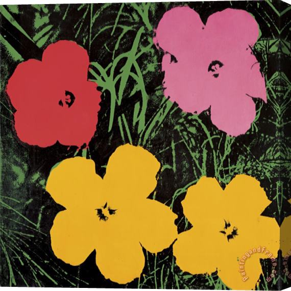 Andy Warhol Flowers C 1964 1 Red 1 Pink 2 Yellow Stretched Canvas Painting / Canvas Art