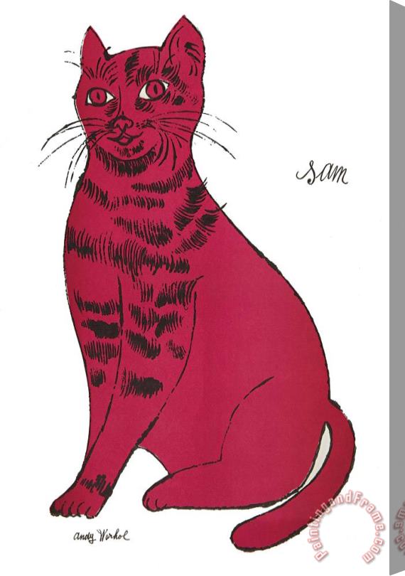Andy Warhol pink Sam cat Stretched Canvas Print / Canvas Art