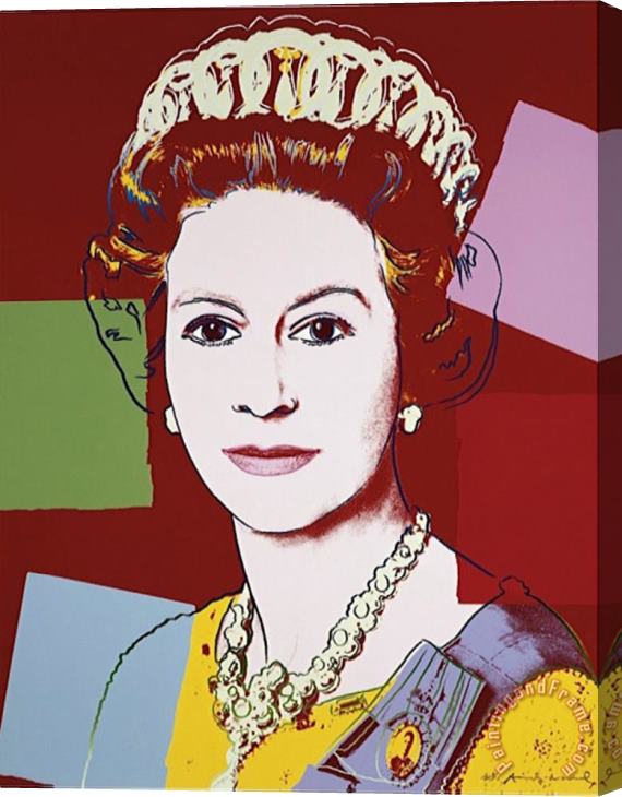 Andy Warhol Reigning Queens Queen Elizabeth II of The United Kingdom C 1985 Dark Outline Stretched Canvas Painting / Canvas Art