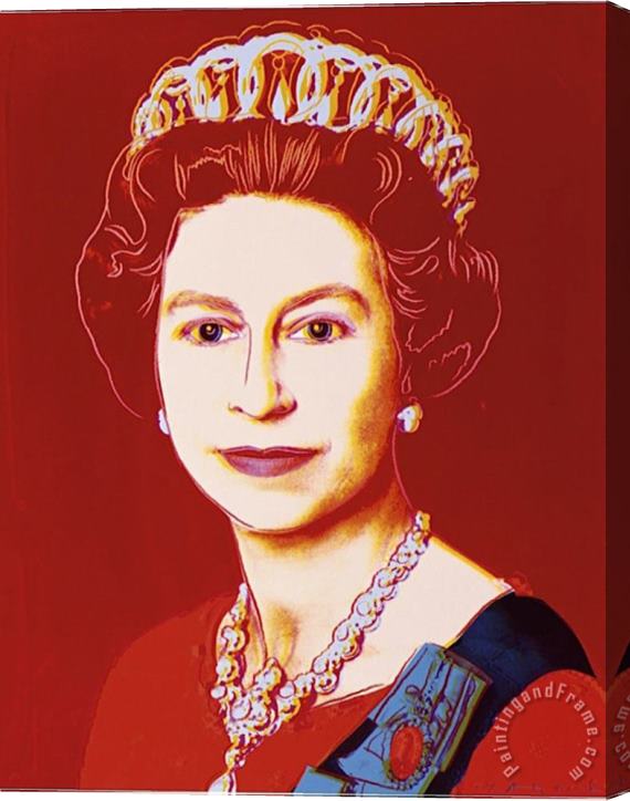 Andy Warhol Reigning Queens Queen Elizabeth II of The United Kingdom C 1985 Light Outline Stretched Canvas Print / Canvas Art