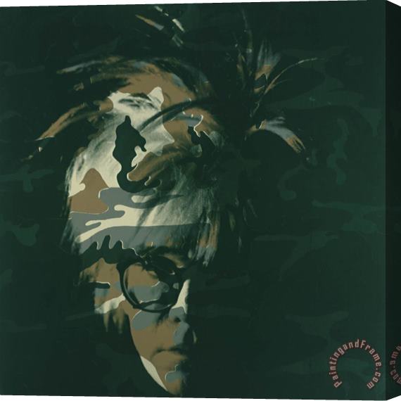 Andy Warhol Self Portrait 1986 Brown Camo Stretched Canvas Painting / Canvas Art