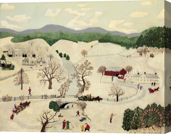 Anna Mary Robertson (grandma) Moses Over The River to Grandma's House, 1943 Stretched Canvas Print / Canvas Art