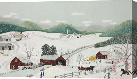 Anna Mary Robertson (grandma) Moses Over The River to Grandma's House Stretched Canvas Painting / Canvas Art