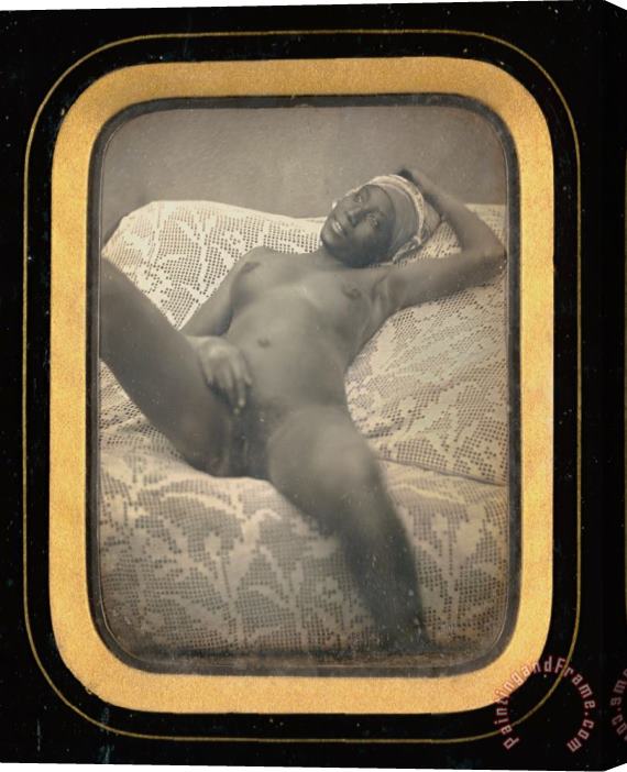 Anonymous French Artist Nude Study of a Black Female Stretched Canvas Painting / Canvas Art