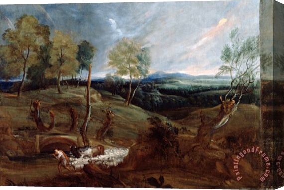 Anthonie Van Dyck Sunset Landscape with a Shepherd And His Flock Stretched Canvas Painting / Canvas Art