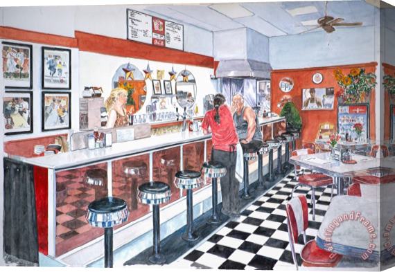 Anthony Butera Interior Soda Fountain Stretched Canvas Painting / Canvas Art