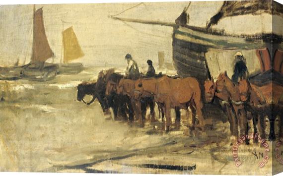 Anton Mauve Het in Zee Brengen Van Een Visserspink Stretched Canvas Print / Canvas Art