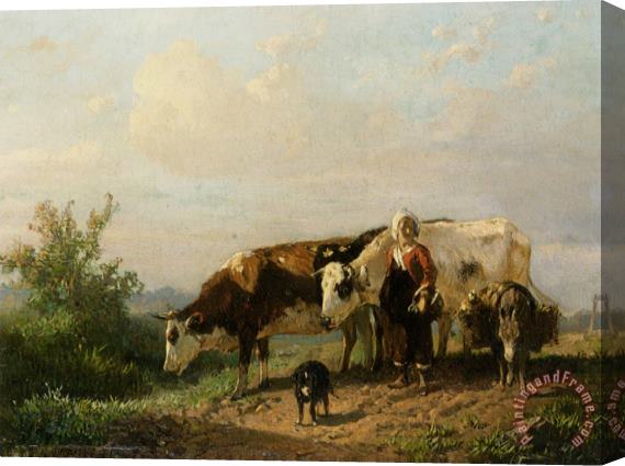 Anton Mauve The Cowherdess Stretched Canvas Print / Canvas Art