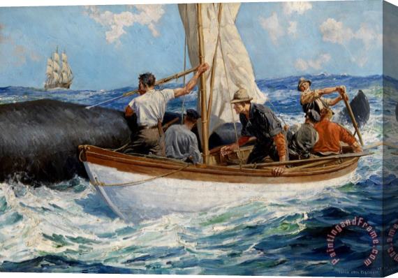 Anton Otto Fischer Harpooning a Whale Stretched Canvas Painting / Canvas Art