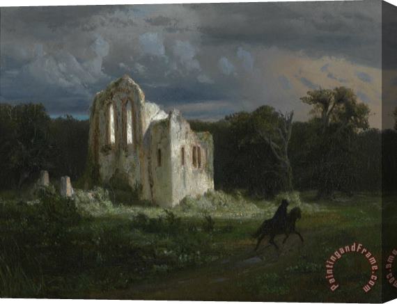 Arnold Bocklin Moonlit Landscape Stretched Canvas Painting / Canvas Art