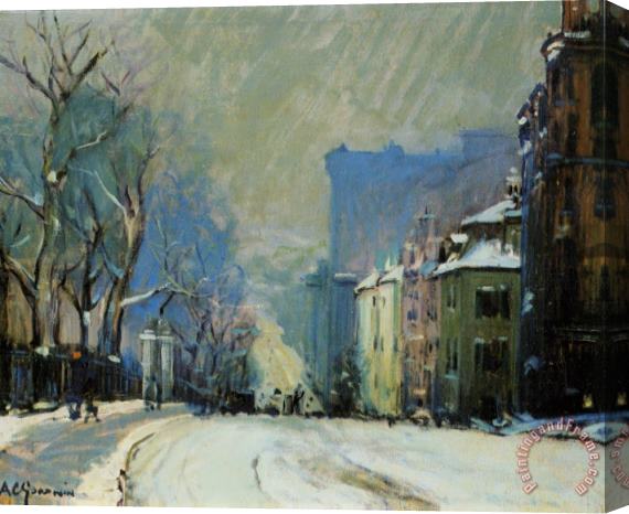 Arthur C. Goodwin Beacon Street in Winter Stretched Canvas Print / Canvas Art