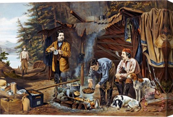 Arthur Fitzwilliam Tait Camping in The Woods a Good Time Coming Stretched Canvas Print / Canvas Art