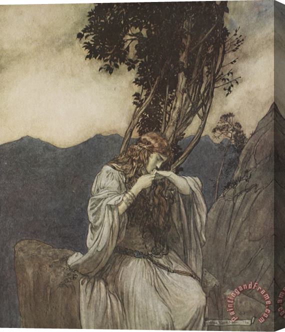 Arthur Rackham Brunnhilde Kisses The Ring That Siegfried Has Left With Her Stretched Canvas Painting / Canvas Art
