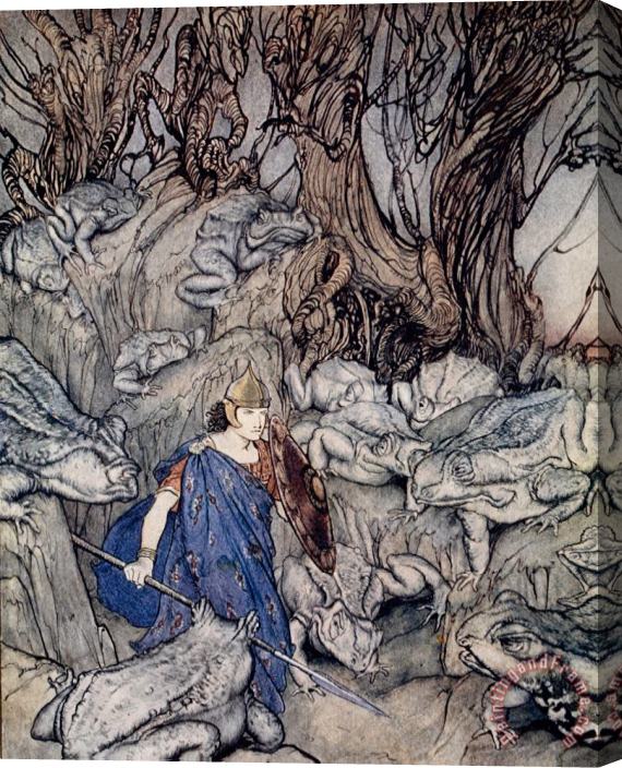 Arthur Rackham In The Forked Glen Into Which He Slipped At Night-fall He Was Surrounded By Giant Toads Stretched Canvas Painting / Canvas Art