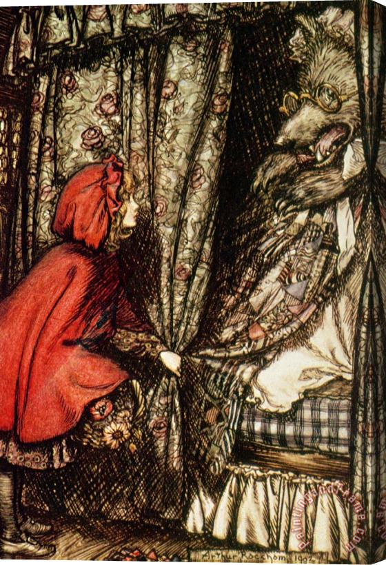 Arthur Rackham Little Red Riding Hood Stretched Canvas Print / Canvas Art