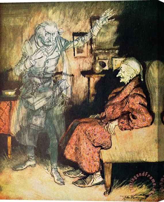 Arthur Rackham Scrooge And The Ghost Of Marley Stretched Canvas Print / Canvas Art