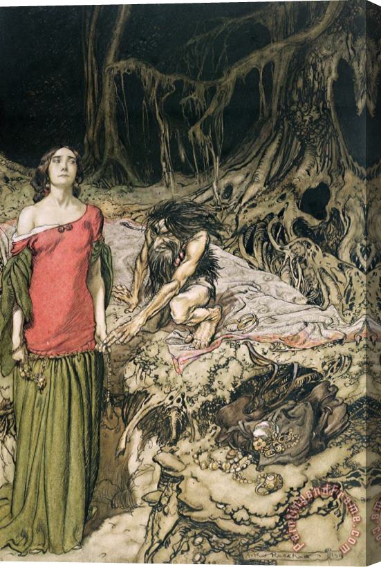 Arthur Rackham The Wooing Of Grimhilde The Mother Of Hagen From 'siegfried And The Twilight Of The Gods Stretched Canvas Painting / Canvas Art