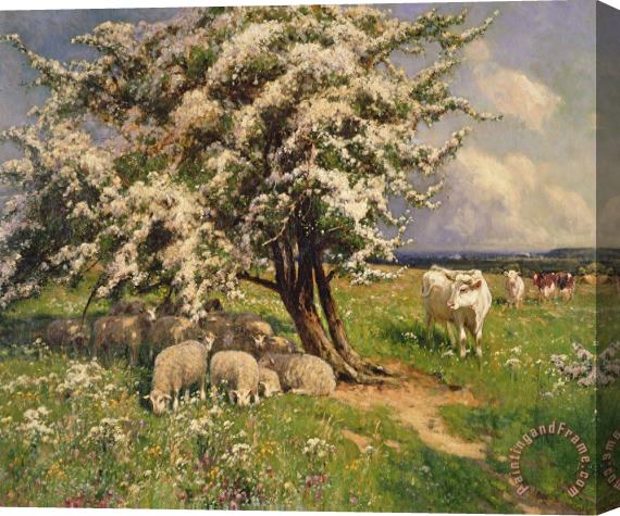 Arthur Walker Redgate Sheep And Cattle In A Landscape Stretched Canvas Print / Canvas Art