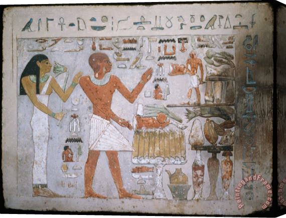 Artist, Maker Unknown, Egyptian Wall Fragment From The Tomb of Amenemhet And His Wife Hemet Stretched Canvas Print / Canvas Art