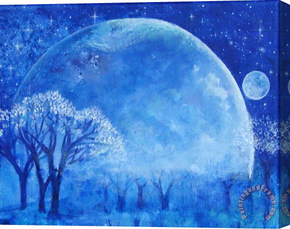 Ashleigh Dyan Moore Blue Night Moon Stretched Canvas Print / Canvas Art