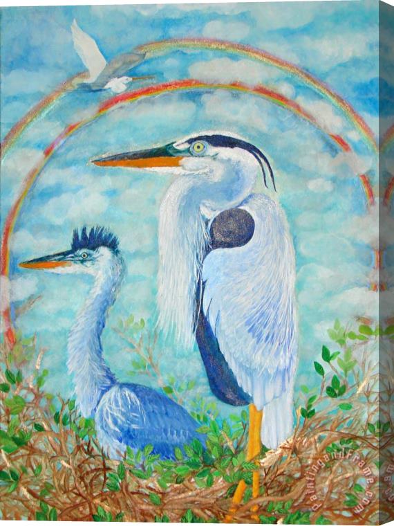 Ashleigh Dyan Moore Great Blue Herons Seek Freedom Stretched Canvas Painting / Canvas Art
