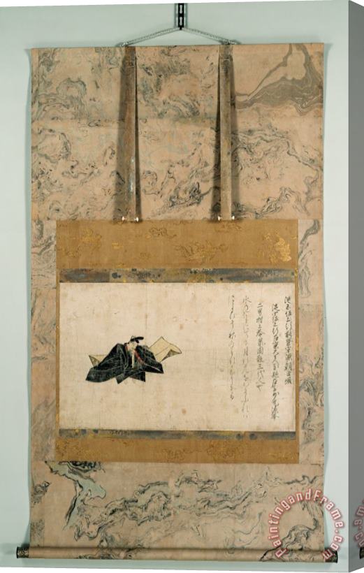 Attributed to Fujiwara-no-nobuzane Important Cultural Property Portrait of Minamoto No Shitago From The Satake Version of The Thirty S... Stretched Canvas Print / Canvas Art