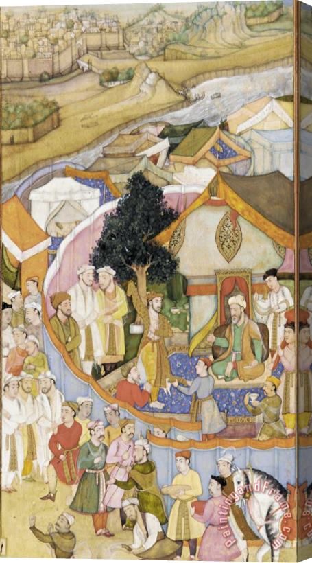 Attributed to Hiranand Illustration From a Dictionary (unidentified) Da'ud Receives a Robe of Honor From Mun'im Khan Stretched Canvas Print / Canvas Art
