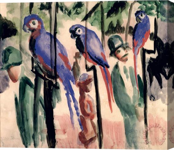 August Macke Blue Parrots Stretched Canvas Painting / Canvas Art