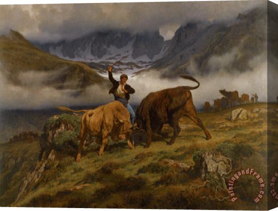 Auguste Bonheur Le Combat Souvenir Des Pyrenees Stretched Canvas Print / Canvas Art