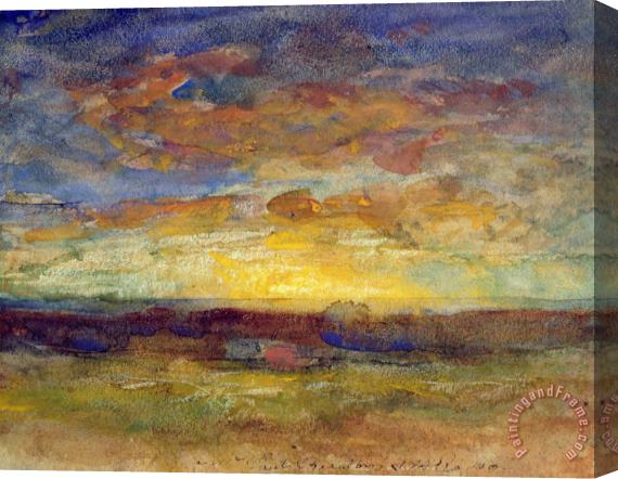 Auguste Francois Ravier Landscape with Setting Sun Stretched Canvas Painting / Canvas Art