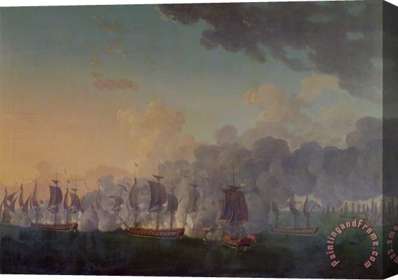 Auguste Rossel De Cercy The Battle of Louisbourg on the 21st July 1781 Stretched Canvas Print / Canvas Art