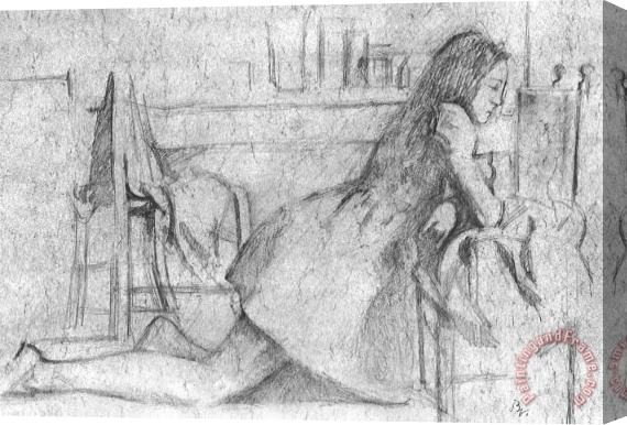 Balthasar Klossowski De Rola Balthus Girl Kneeling Her Arms on a Chair Stretched Canvas Painting / Canvas Art