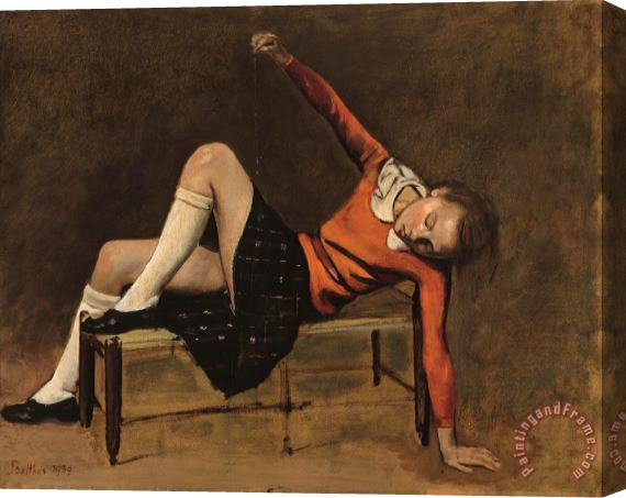 Balthasar Klossowski De Rola Balthus Therese on a Bench Seat, 1939 Stretched Canvas Print / Canvas Art
